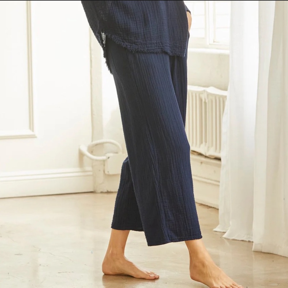 9seed double gauze wide leg pant pacific navy blue color in size MEDIUM